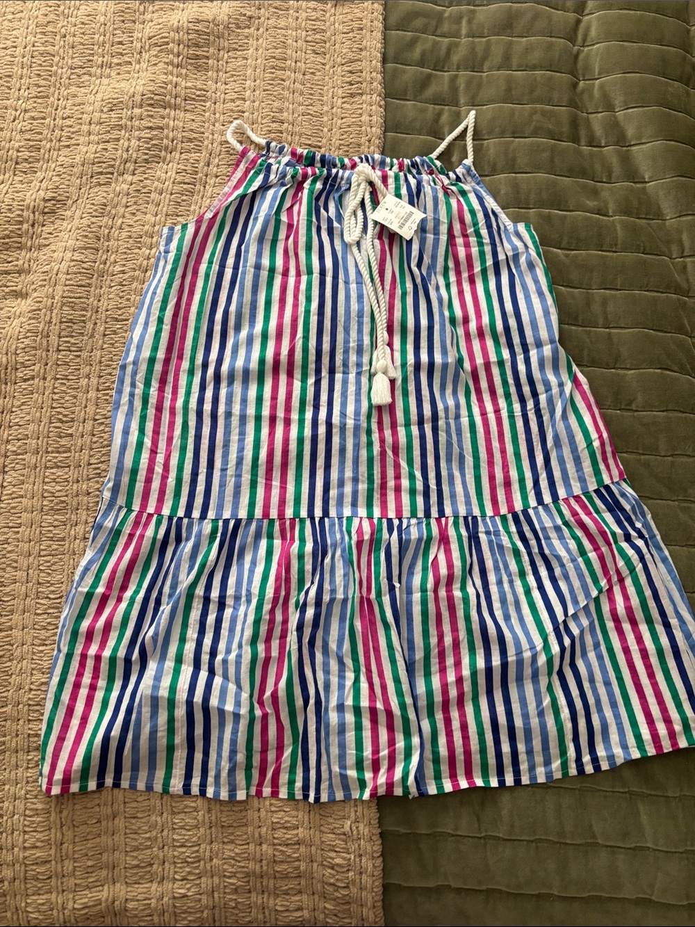 J. Crew Striped Halter Swim Coverup in Blue, Pink, Green, White